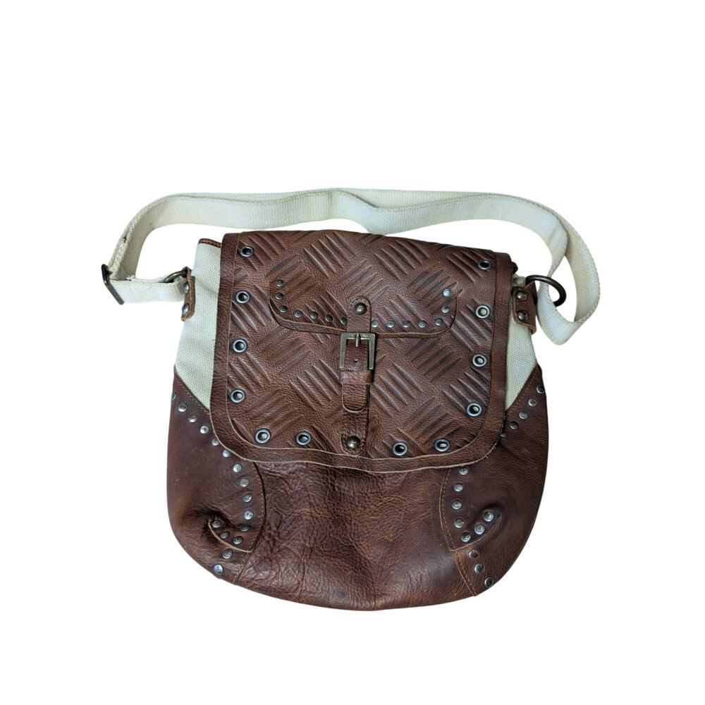 Athleta Leather & Canvas Crossbody Brown